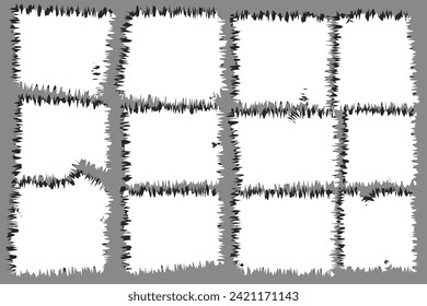 Piezas de papel blanco roto de diferentes formas aisladas en fondo gris ilustración vectorial realista, papel roto en el Bloc de notas para la nota de mensaje, página o banner y tiras de piezas rasgadas en blanco de cartón