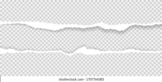 Pieces of torn white paper with soft shadow stuck on grey squared background. Vector illustration