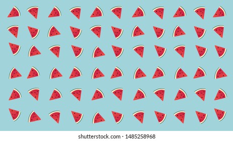pieces of watermelon in blue background
