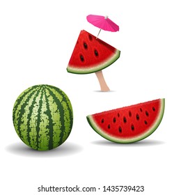 Pieces of watermelon isolated on white background for your creativity