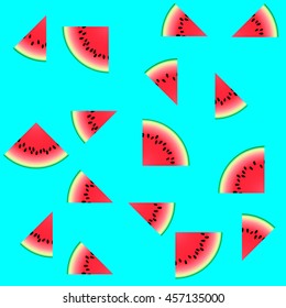 pieces of watermelon on azure background number 2