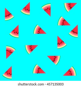 pieces of watermelon on azure background