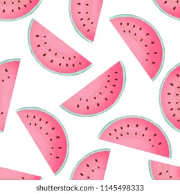 Pieces of watermelon seamless pattern. Summer vector background.