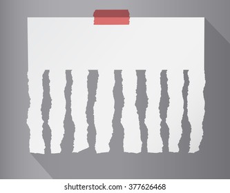 Pieces of white torn blank note paper