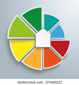 Piechart with house on the gray background. Eps 10 vector file.