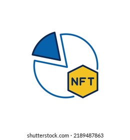 Pie-Chart with NFT colored icon. Non fungible Token Chart vector concept sign