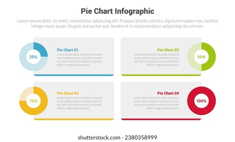 piechart or pie chart diagram infographics template diagram with 4 point with rectangle box and circle on side design for slide presentation