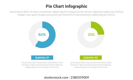 piechart or pie chart diagram infographics template diagram with 2 point with big outline piechart shape on center design for slide presentation