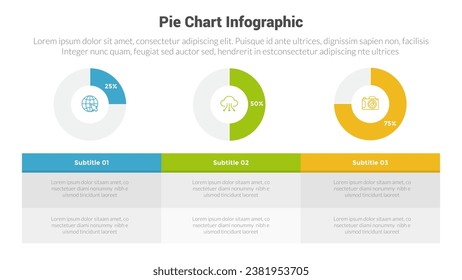 piechart or pie chart diagram infographics template diagram with pirchart progress with table description 3 point with design for slide presentation