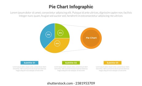 piechart or pie chart diagram infographics template diagram with comparison linked piechart cycle 3 point with design for slide presentation