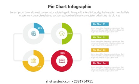 piechart or pie chart diagram infographics template diagram with 4 point with piechart structure with vertical list description design for slide presentation