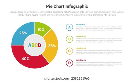 piechart or pie chart diagram infographics template diagram with 4 point with big outline piechart with outline description text design for slide presentation
