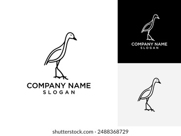 pied stilt bird logo vector