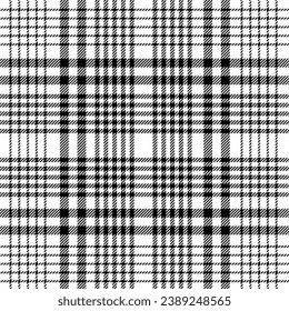 Pied-de-poule seamless pattern in black and white. Seamless tartan two tone classic hounds tooth check plaid graphic for modern textile. Vector EPS 10