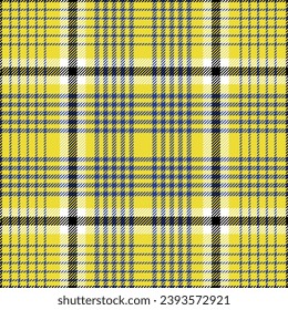 Pied-de-poule sin fisuras en negro, blanco y amarillo. El tartán sin soldadura domina el gráfico de plaid para textiles modernos. EPS vectorial 10