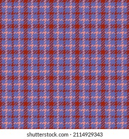 Pied-de-poule sin costuras en azul, rosa y rojo. El tartán sin soldadura domina el gráfico de plaid para textiles modernos. EPS vectorial 10