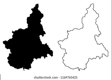 Piedmont (Autonomous region of Italy) map vector illustration, scribble sketch Piemonte map