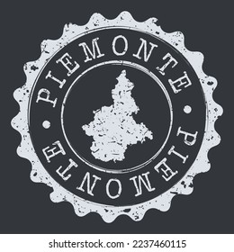 Piedmont, Italy Stamp Travel Passport. Design Retro Symbol Country. Old Vintage Postmark.