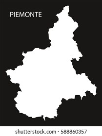 Piemonte Italy Map black inverted silhouette