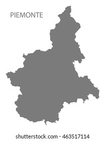 Piemonte Italy Map in grey