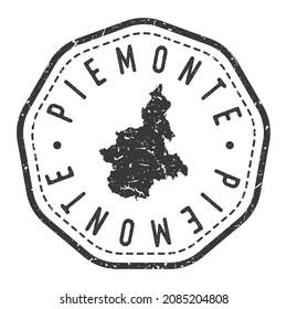 Piemonte, Province of Perugia, Italy Map Stamp Retro Postmark. Silhouette Postal Passport. Seal Round Vector Icon. Badge Vintage Postage Design.