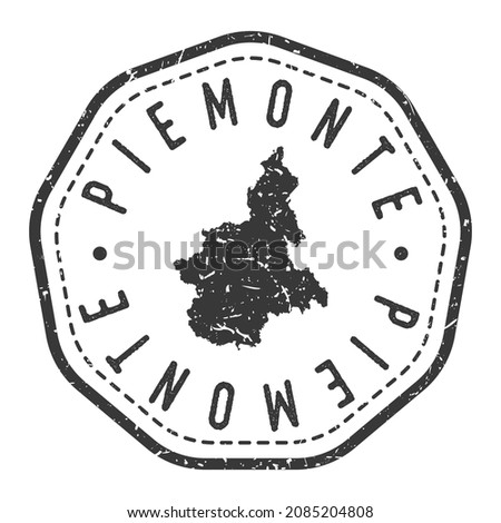 Piemonte, Province of Perugia, Italy Map Stamp Retro Postmark. Silhouette Postal Passport. Seal Round Vector Icon. Badge Vintage Postage Design.
