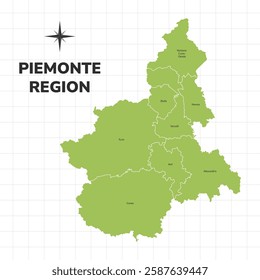 Piemonte Region map illustration. Map of the Region in Italy