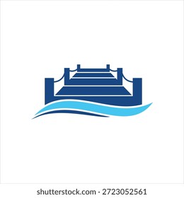 Pier Strand Dock Konzept Logo Design Vektor Vorlage