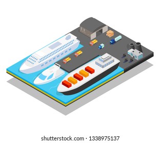 Pier concept banner. Isometric banner of pier vector concept for web, giftcard and postcard