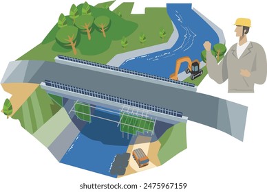 Pier construction - Bridge repair illustration.