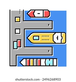 Pier of port color icon Vector. Pier of port sign. Ilustración de símbolo aislado