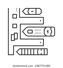 Pfeiler der Port-Linie Symbol Vektor. Hafenschild. isoliertes Kontursymbol