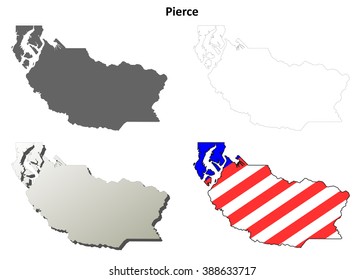 Pierce County, Washington blank outline map set