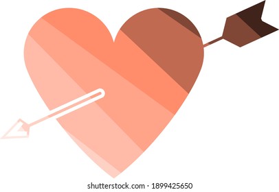 Pierced Heart By Arrow Icon. Flat Color Ladder Design. Vector Illustration.