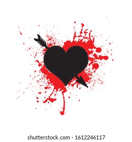 pierced heart icon, valentine's day illustration, red, arrow