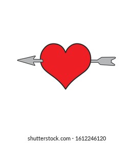 pierced heart icon, valentine's day illustration, red, arrow