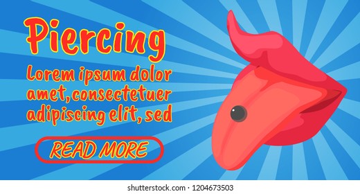 Piercing concept banner. Isometric banner of Piercing comics vector concept for web, giftcard and postcard