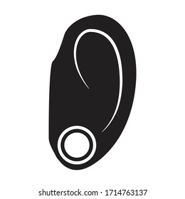 Piercing del icono del vector del oído.Icono del vector negro aislado en la perforación de fondo blanco del oído.
