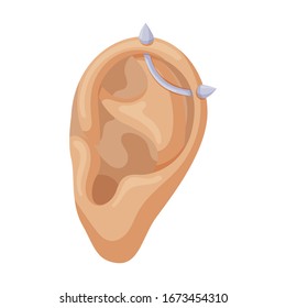 Piercing of ear vector icon.Cartoon vector icon isolated on white background piercing of ear .