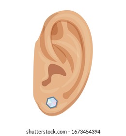 Piercing of ear vector icon.Cartoon vector icon isolated on white background piercing of ear .