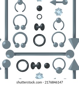Caricatura vectorial de pendientes de Piercing sin costura para fondo de fondo de papel pintado, envoltura, embalaje y fondo.