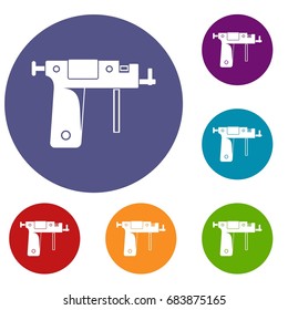 Piercing gun icons set