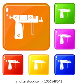 Piercing gun icons set collection vector 6 color isolated on white background