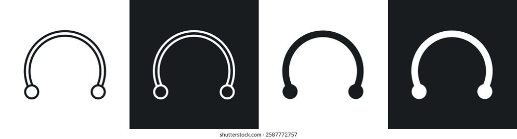 Piercing icon set black and white colors. Graphic Vector icons pack