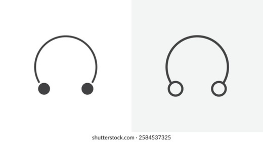 Piercing icons vectors illustrations in black fill and liner versions