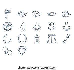 Piercing and jewellery icon set