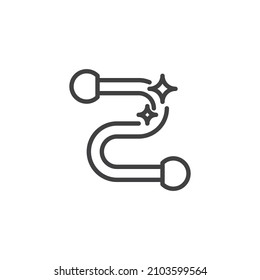 Das Symbol der Schmucklinie durchbohrt. lineares Stilzeichen für mobiles Konzept und Webdesign. Ohrpiercing Umriss Vektorsymbol. Symbol, Logo-Abbildung. Vektorgrafik