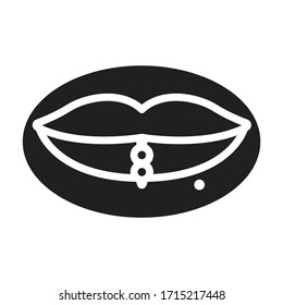 Vektorillustration-Piercing-Symbol.Schwarze Vektorillustration-Logo einzeln auf weißem Hintergrund Piercing-Mund.