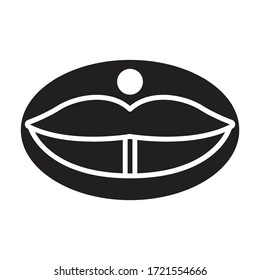 Icono del vector de la boca de pitido.Logo del vector negro aislado en boca perforante de fondo blanco.