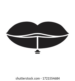 Piercing mouth vector icon.Black vector logo isolated on white background piercing mouth .